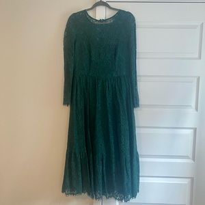 Adrianna Papell Dark Green Lace Dress
